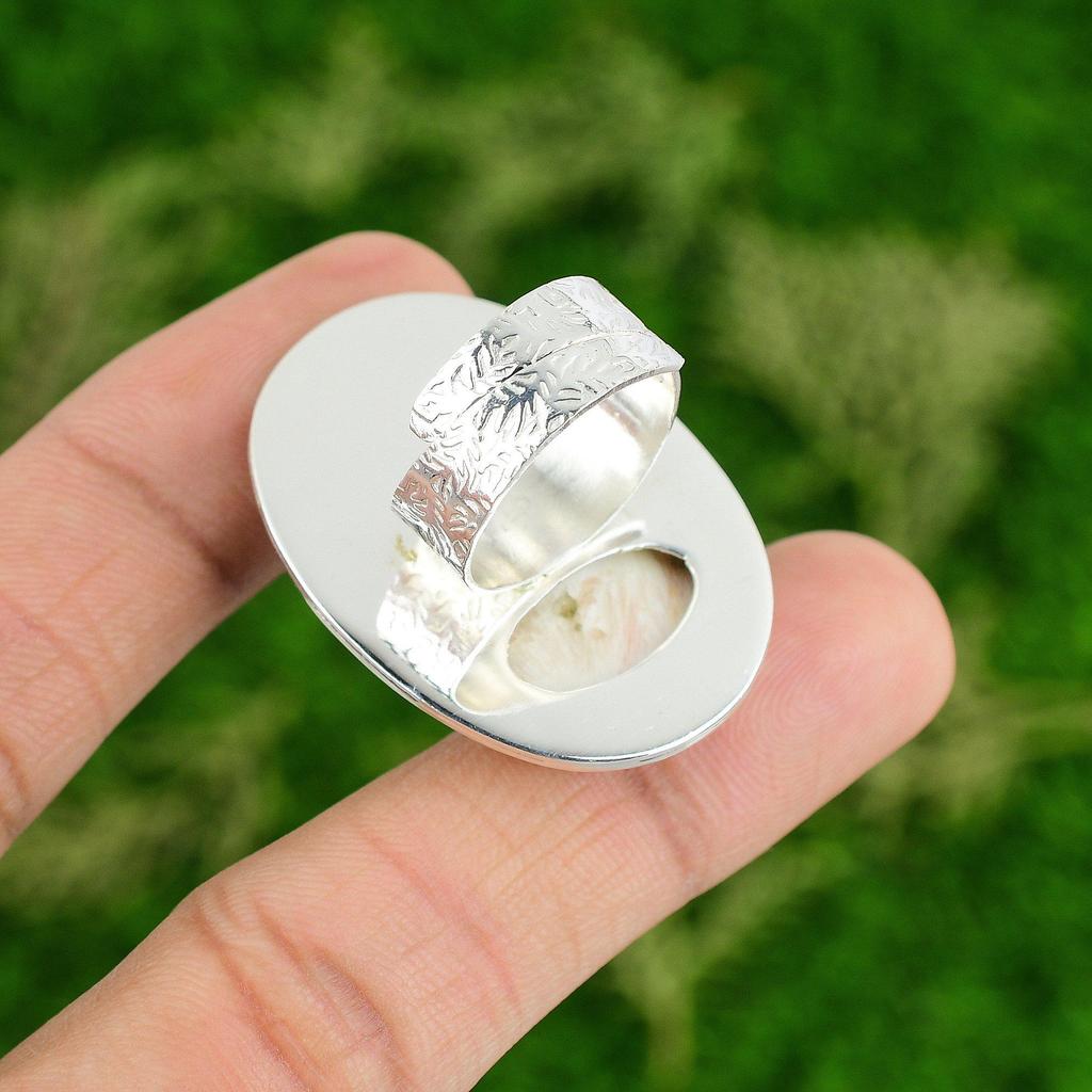 Anniversary Gift For Her Natural Scolecite Promise Adjustable Ring 925 Silver