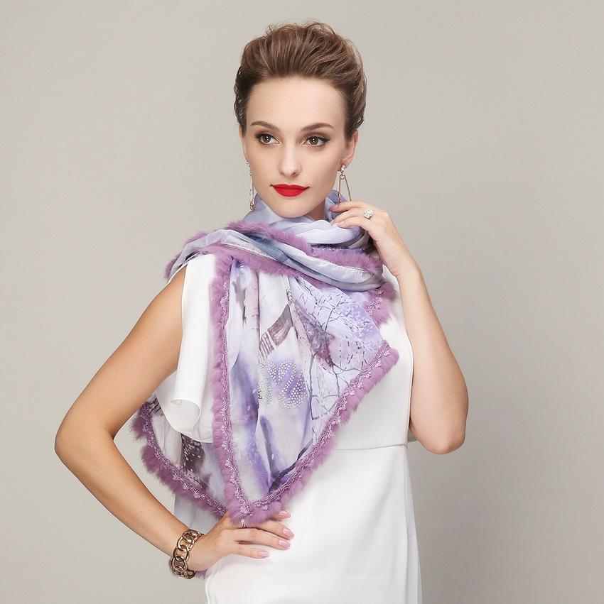 

[BYSIFA] Зеленый Розовый Женские Шарфы из Натурального Кроличьего Меха Модный Шифоновый Большой Шелковый Шарф с Леопардовым Принтом Зимний Теплый Шарф Шаль