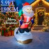 5.9FT Xmas Holiday Inflatable Yard Decor Skiing Santa Claus Airblown Model LED Christmas Toy Supplie Home Decor Ornaments Gifts