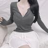 Korean Dongdaemun Sheer Slimming Long Sleeve Top for Women