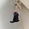 2D Flacher Acryl Katzenanhänger Schlüsselanhänger Anhänger Schwarze Katze Hängende Dekoration Auto Rückspiegel Zubehör Auto Innendekor