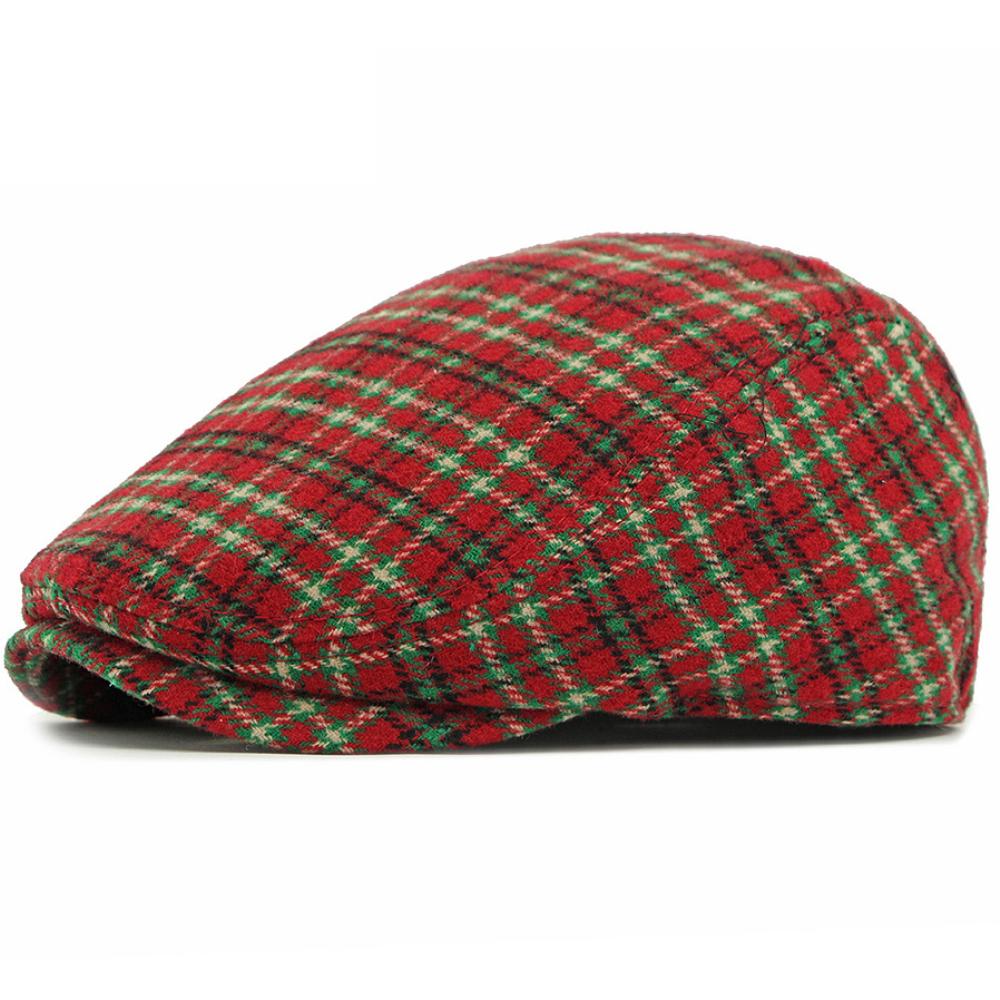 HT4978 Berets Autumn Winter Cap for Men Women Retro Artist Painter Plaid Beret Hat Male Female Ivy Flat Cap Adjustable Beret Cap