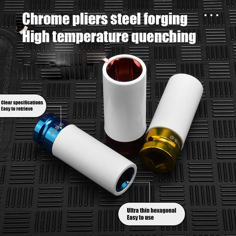 3pcs 1/2" Drive Wheel Nut Socket Set Protective Sleeve for Pneumatic Tire Removal Automotive Repair Tools 17/19/21mm