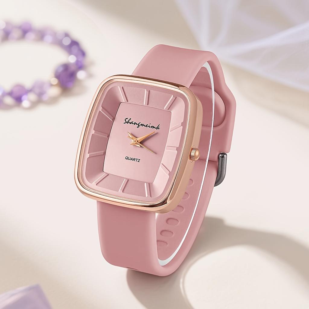 Fashion Square Women’s Quartz Wristwatch Elegant Silicone Band Ladies Watches Reloj Mujer