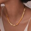 Vnox Stainless Steel Rectangular Link Chain Chokers,Punk Style Gold Color Men Women Link Necklace, New Paperclip Chain Collar