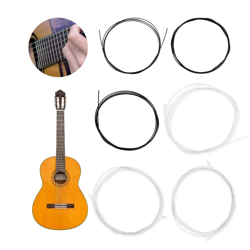 Vbestlife Nylon Guitar Set for Classical Replacement Guitar Accessories and Strings, 6-String Guitar, Parts, (Black White)