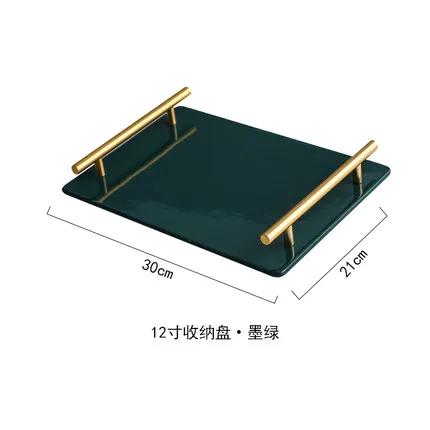 Imitation marble textured ceramic tray Skincare products, jewelry storage tray Dressing table storage ornaments Bathroom tray