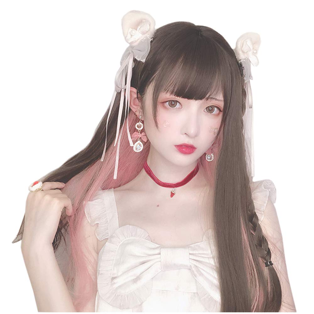 

Термостойкий (до 180 градусов Цельсия), женский длинный, густой парик в коричнево-розовом цвете с двумя оттенками. Стиль Лолита, идеально для Харадзюку.