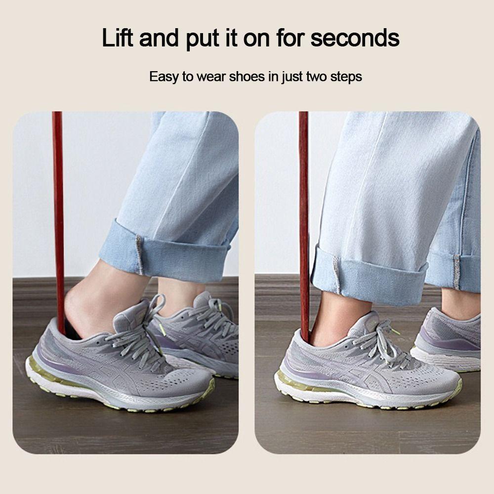 Hanging Shoe Horn Easy Remover Extra Long Handle Shoehorn Lifter Easy on Off Wooden Seniors Put on Shoes Tools