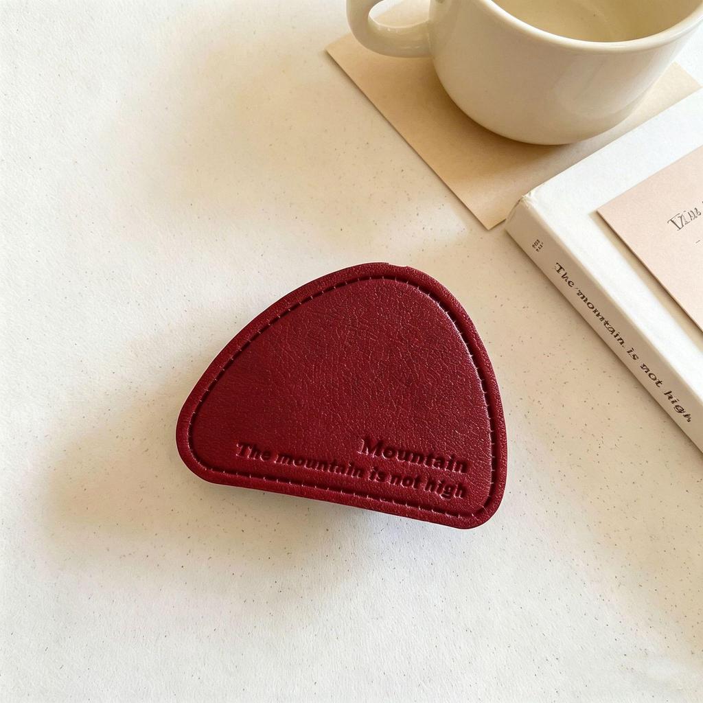 Irregular English Solid Color Leather Phone Holder & Airbag Stand for Desktop