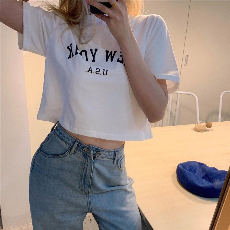 Women's 2024 Summer Slim Fit Letter Print Short-Sleeve Tee