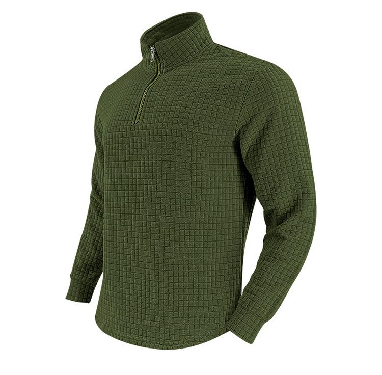 Men's Minimalist Casual Jacquard Half-Zip Stand-Up Collar Sweatshirt for Fall and Winter