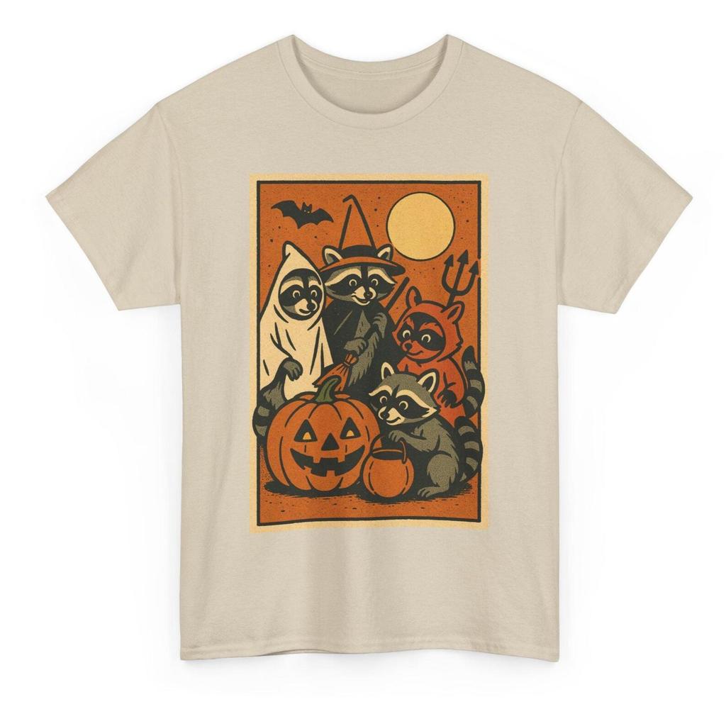 Retro Raccoon Halloween T-Shirt: Funny Spooky Animal Tee