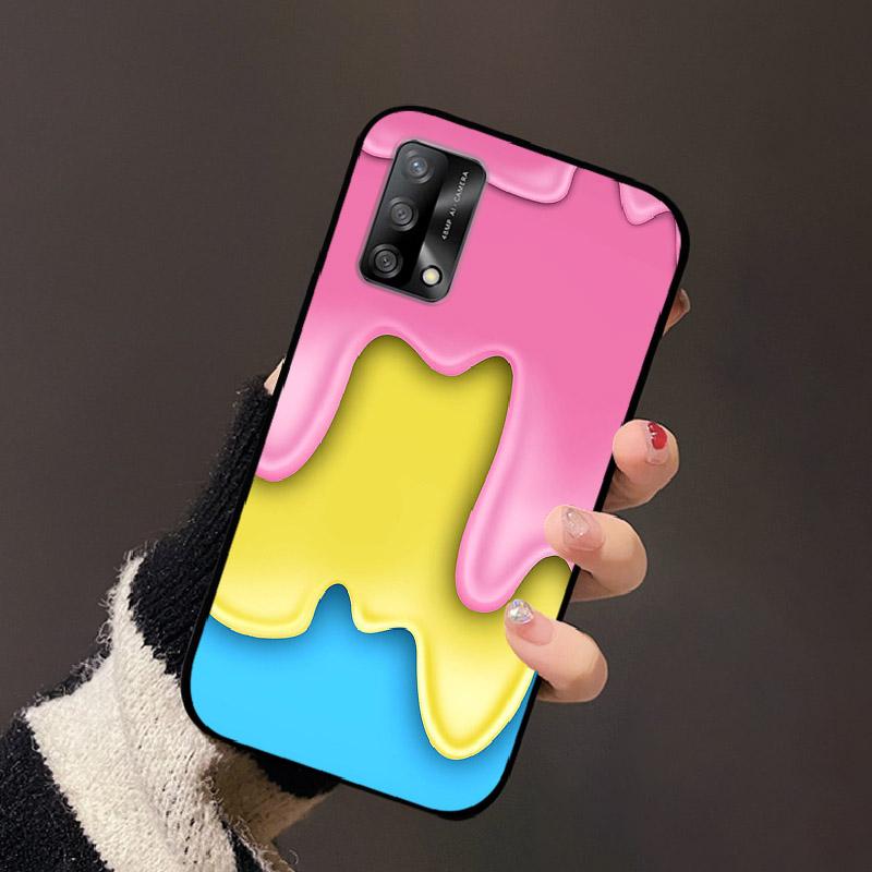 For OPPO A74 4G Oppo F19 Case Luxury Flower Black Soft Silicone Phone Case For OPPO A74 4G Back Cover F19 Coque Cartoon Bumper