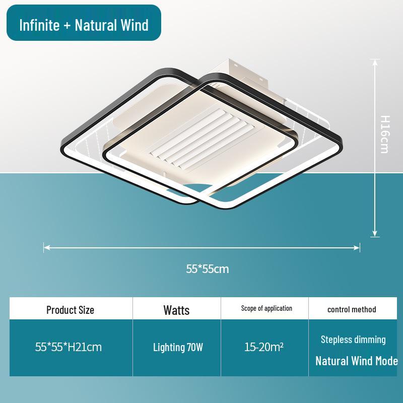 Modern Minimalist Leafless Ceiling Fan with Light - Large Airflow for Living Room & Bedroom