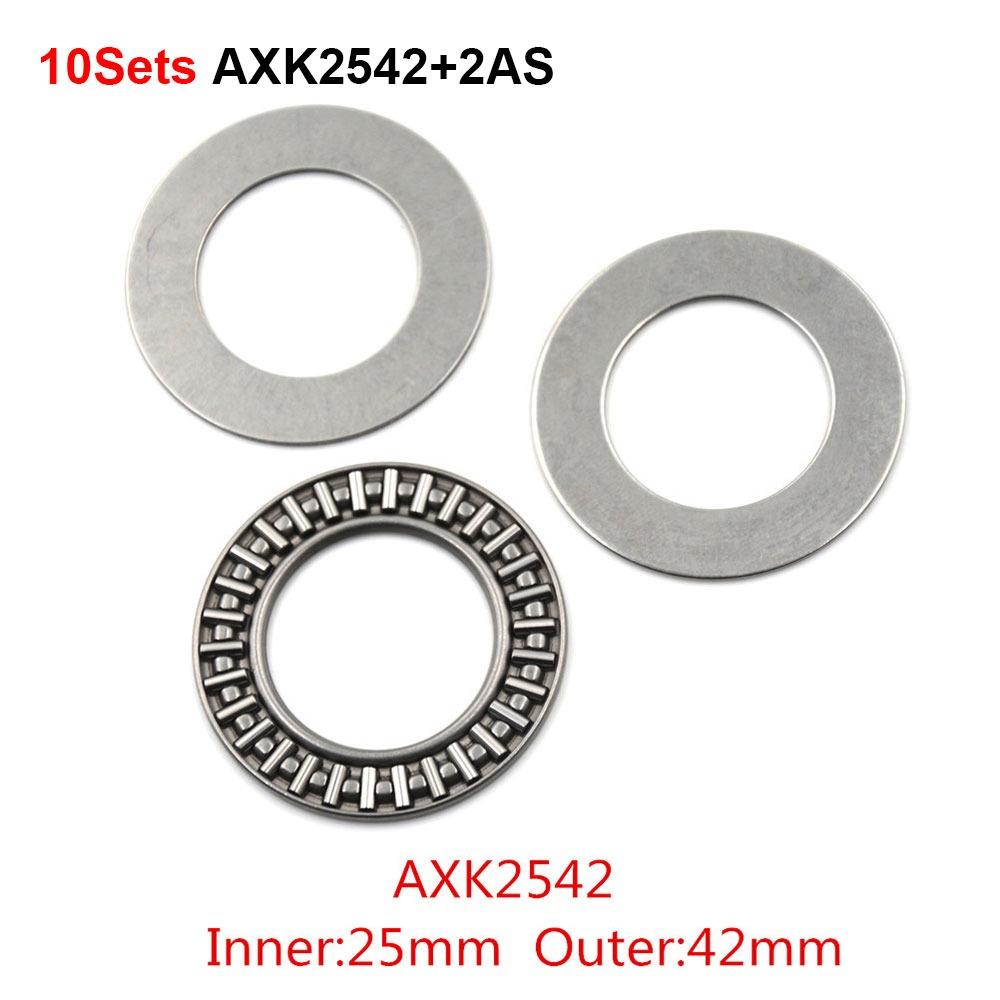 10Sets Chrome Bearing Steel Flat Needle Roller Bearing for Plane Axial Bearing Replacement
