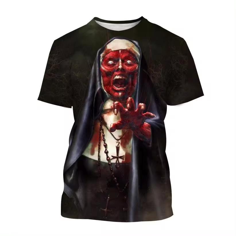 Magliette Grafiche Film Horror The Nun Stampa 3D Uomo/Donna Manica Corta Girocollo T-shirt Oversize Streetwear Harajuku Magliette Y2k Top