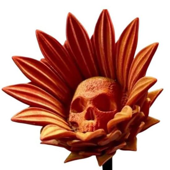 The Forbidden Sunflower Sculpture Gothic Skull Bloom Decor 3D Printed Macabre Art Halloween Ornament for Horror Home Party Decor