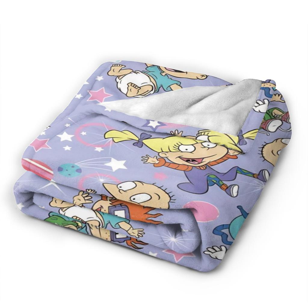 Super Warm Blanket Travel Rugrats Dil Pickles Pattern Throw Blanket Flannel Bedspread For Outdoor Funny Sofa Bed Cover