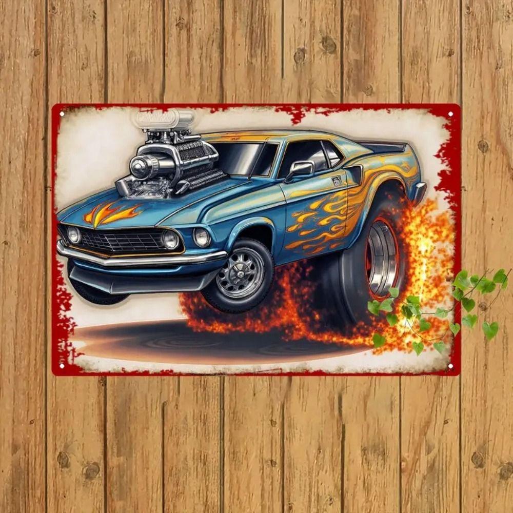 Vintage Metal Car Sign Decor Gift For Auto Lovers Garage Wall Art