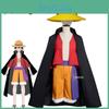 Vysoce kvalitní pánská cosplay sada One Piece Země Wano s Luffyho pláštěm a kloboukem
