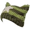 Cat Ear Beanie Hat for Women Harajuku Style Star Patched Earflap Hat Handmade Crochet Hat Y2K Sweet Winter Warm Headwear