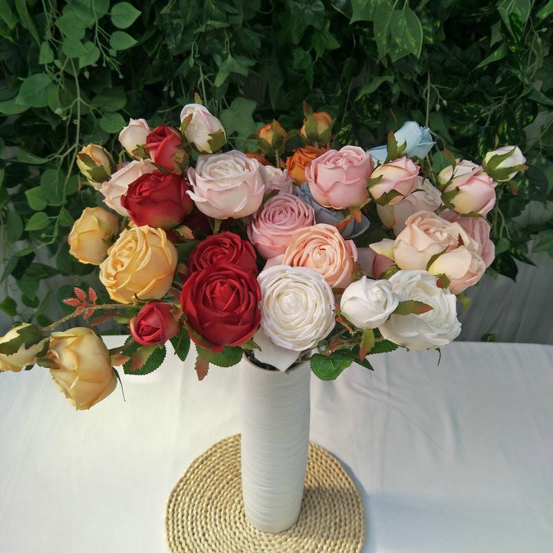 Silk Rose Realistic Floral Arrangement For Wedding And Home Gift Decoration