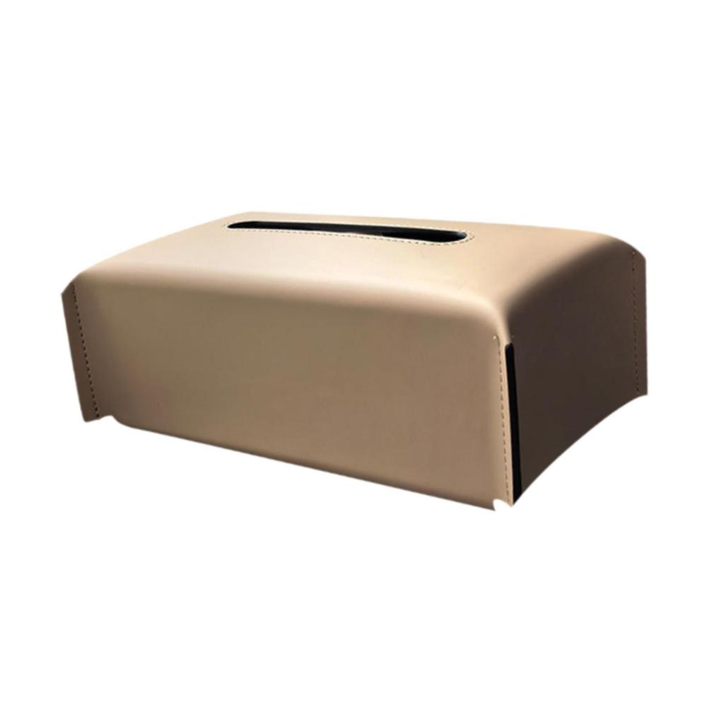 Luxury Style Tissue Box Cover PU Leather Rectangular Napkin Organizer Compact Tissue Holder for Bedroom Bathroom Vanity