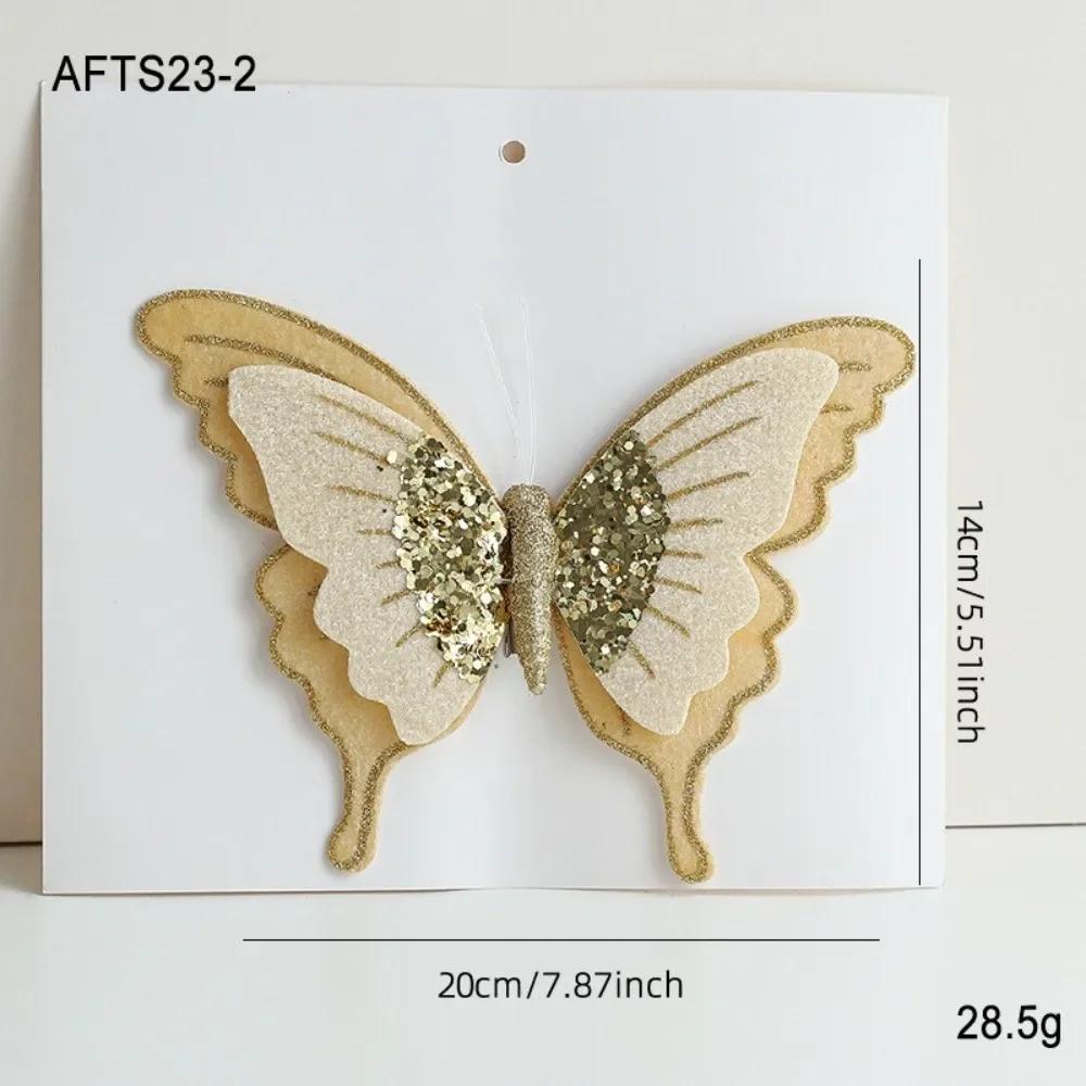 Multicolor Christmas Tree Decoration 25*21cm Gold Powder Fabric Glitter Butterfly Accessories Party Supplies Hanging Decoration