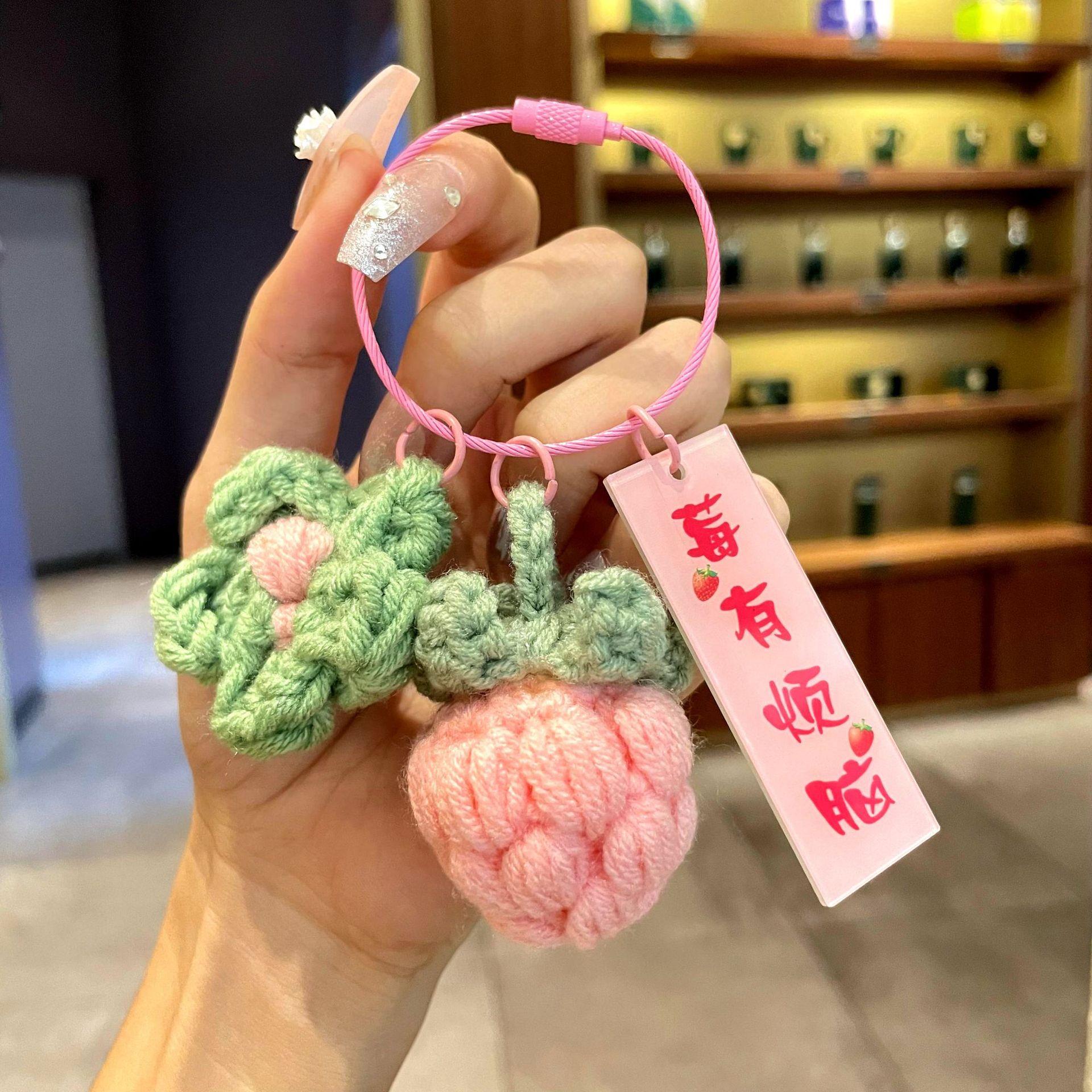 Good Things Happen Wool Pendant Creative Woven Car Keychain Peanut Persimmon Good Persimmon Happen Bag Pendant