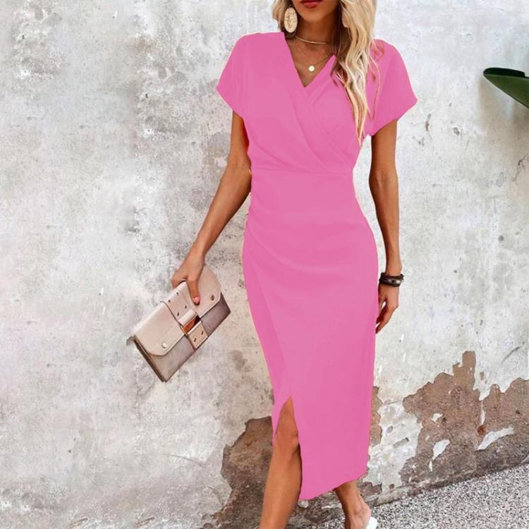 Elegant Women Summer Slim Fit V Neck Casual Cocktail Work Formal Evening Wrap Dress