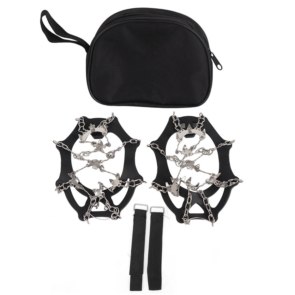 A Pair 19 Teeth Outdoor Climbing Ice Crampons Stainless Steel Welding Anti Slip Shoe Snow Grips Spikes Cleats(XL 19