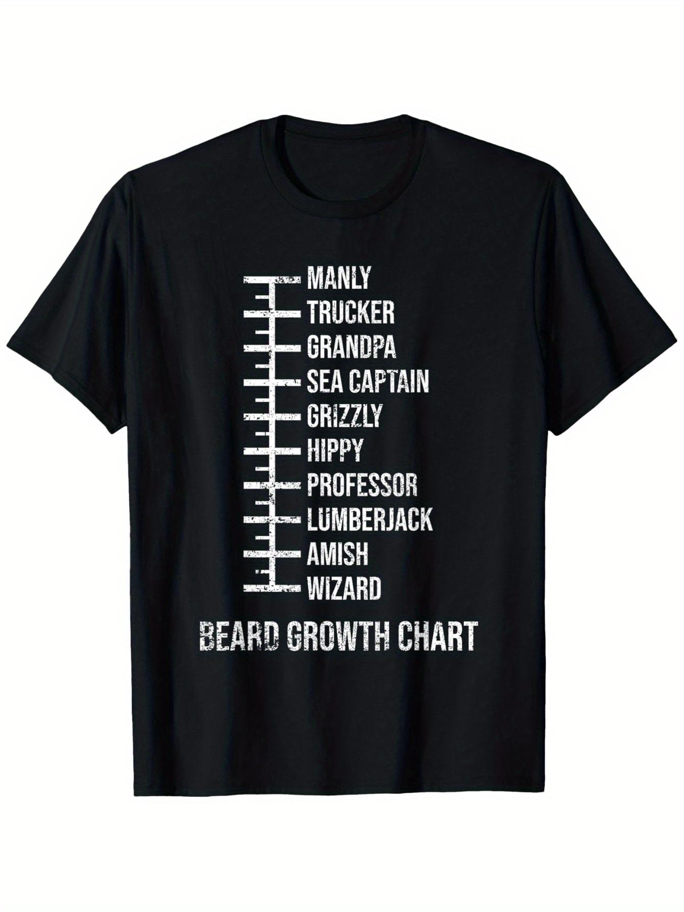 Beard Measurement Chart Length Funny Beard Growth Chart Gift T-Shirt, Suitable for All Men And Women Outdoor Short-Sleeved T-Shirts in All Seasons, Re S разноцветный