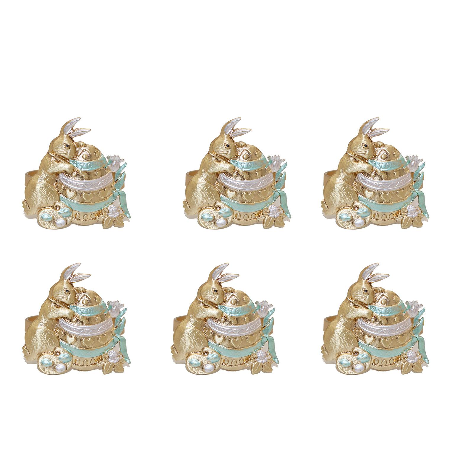 

6 шт. простые металлические кольца для салфеток в виде пасхального кролика, пряжки для салфеток, держатели для салфеток, весеннее украшение стола на каждый день золотой