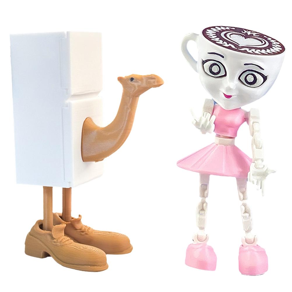 Creative Articulated Figure Tungtungtung Sahur 3D Printing Wood Stick Man Figurine Desktop Arm Movable Action Figure Collectible