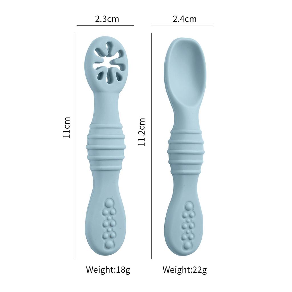 2PCS/Set Silicone Baby Spoons First Stage Utensils Baby Led Weaning Spoons Baby Chew Spoon Training Spoon Self Feeding Utensils
