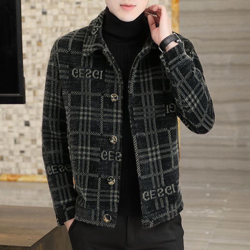 

Men s Short Woolen Coat, Spring and Winter Windbreaker, Men s Jacket, Thickened Top 4XL