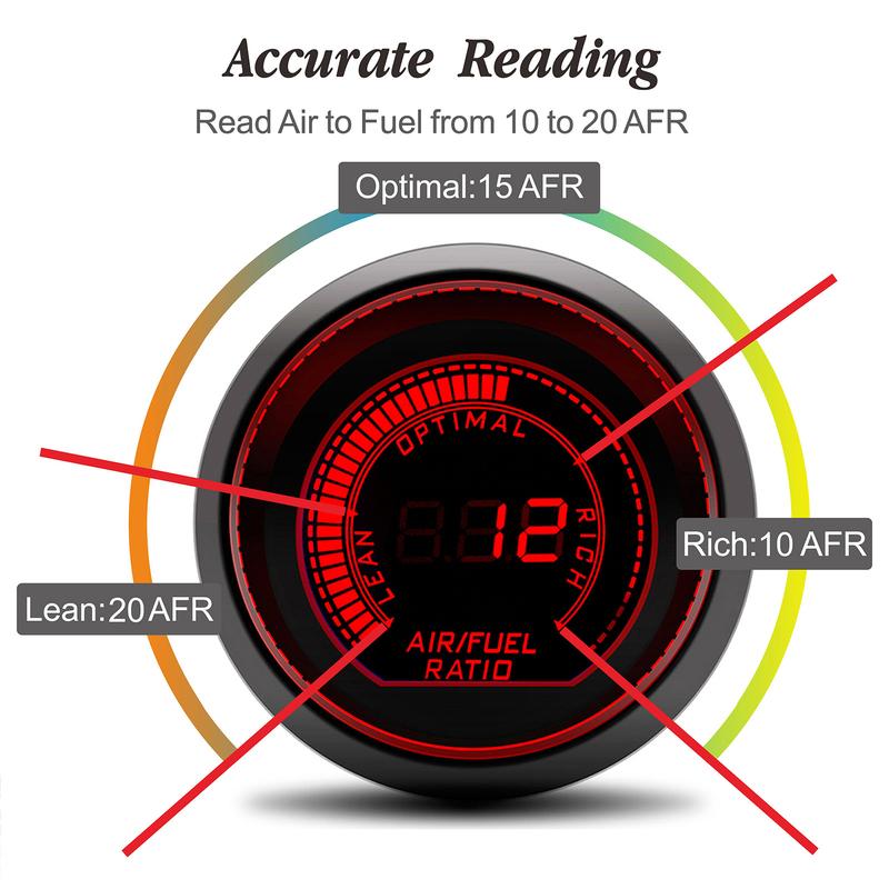 Blue/Red Dual LED Racing Air Fuel Ratio Gauge Kit 52mm AFR Digital Display With Narrowband O2 Oxygen Sensor OE:0258006028 12V