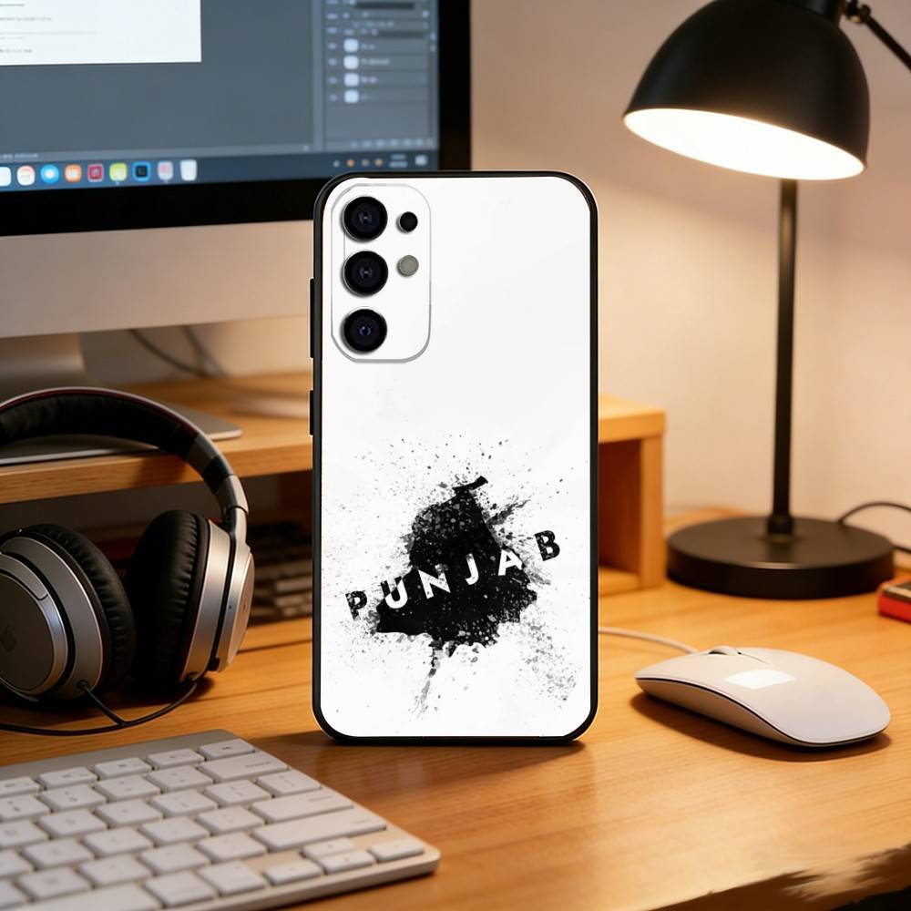 Punjab Map Phone Case For Samsung S25,S24,S21,S22,S23,S30,Ultra,S20,Plus,Fe,Lite,Note,10,Black Cover