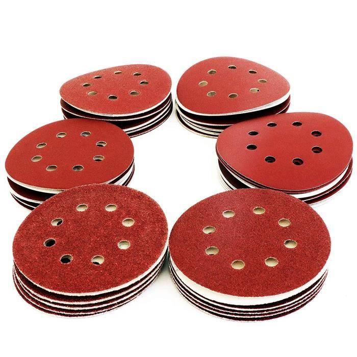 S&R 60 Disques Papier Abrasifs 125 Mm Ponçage: P40/P60/P80/P120/P180/P240, 8 Trous, Pour Poncer Et Polir Avec Ponceuses Excentrique