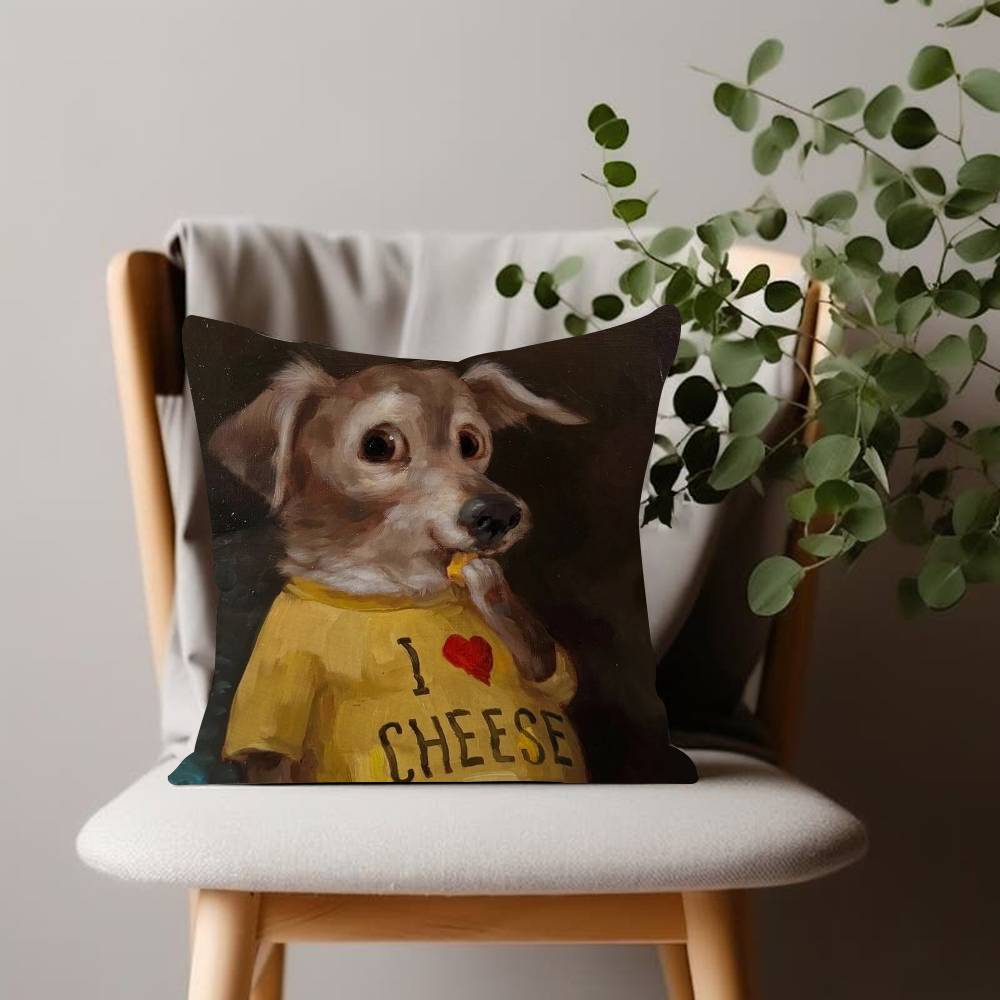 Funny Cute Puppy Eating Pizza Animal Cushion Cover Inches Farmhouse Decor Home Throw Pillow Covers for Couch Decorations