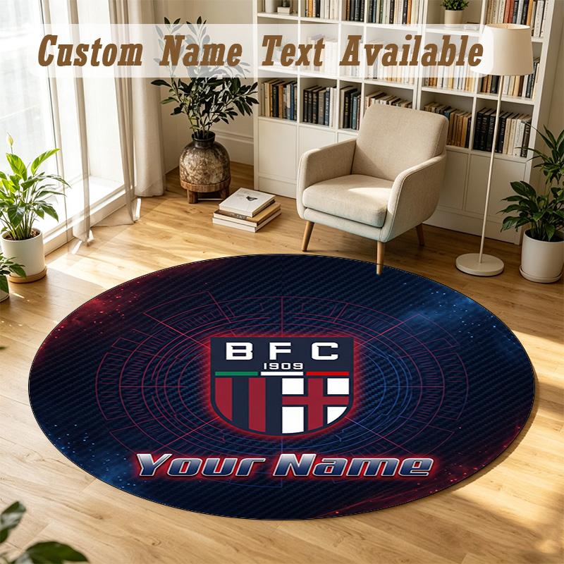 Round Rug Custom NameBologna FC Pattern Non Slip Carpet Home Floor Decor