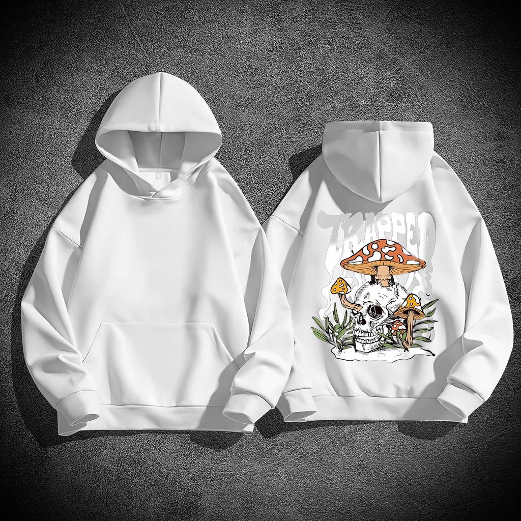 Skull Mushroom Printed Solid Unisex Hoodies Casual Autumn/Winter Sports Shirt Street Long Sleeves Minimalist Top sweatshirt