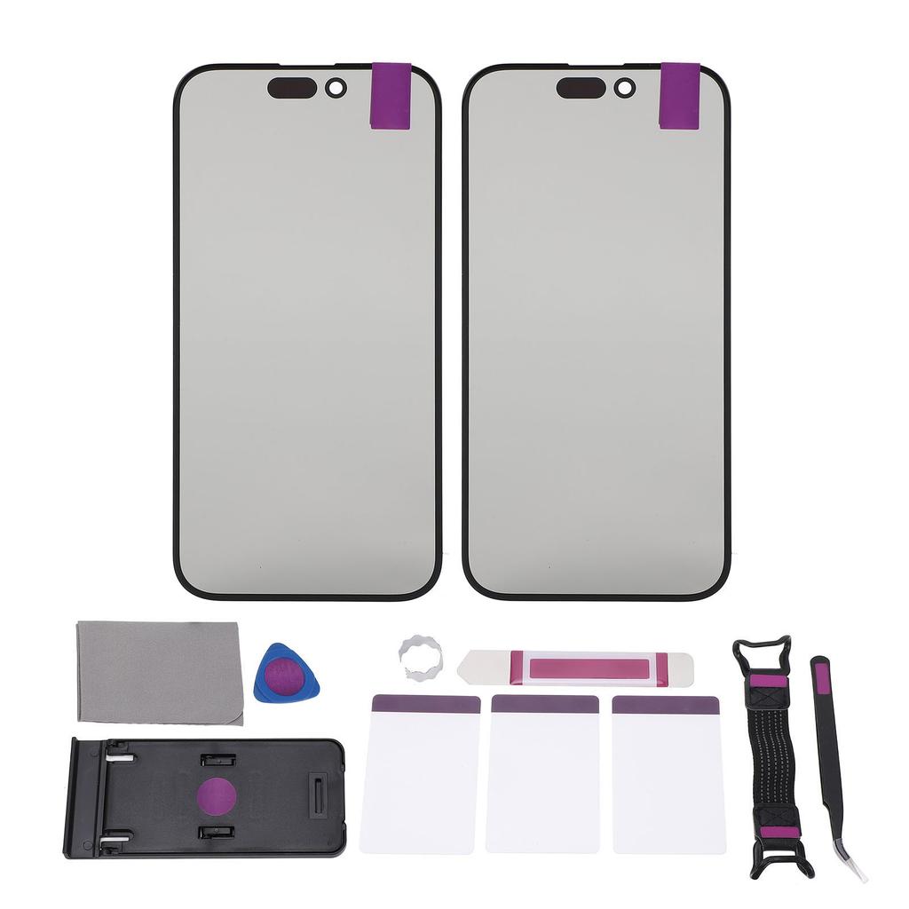 2 STÜCK Handy-Bildschirmglas Vorne Äußeres Linsenglas Bildschirmaustausch mit Reparaturset für IOS 15 Pro