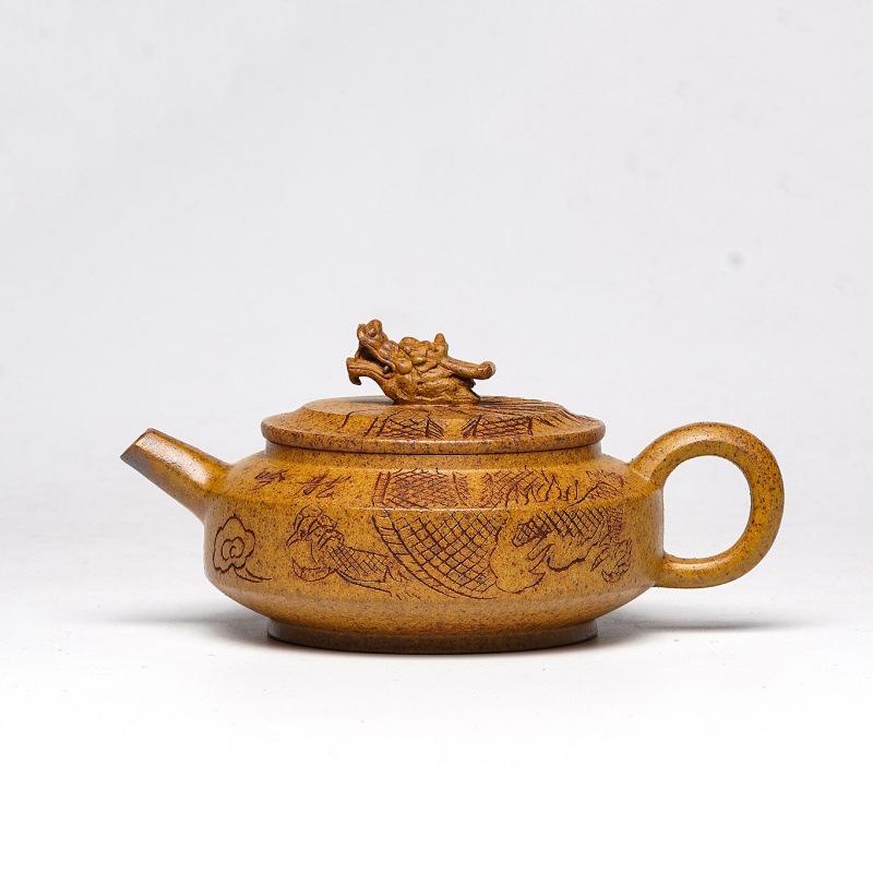 

190ml Dragon Antique Yixing Purple Clay Teapots Handmade Dragon Pot Raw Ore Wood-fired Porcelain Mud Kettle Zisha Tea Set Gift