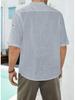 2023 Men's Mid-Sleeve Casual Linen Shirt: Comfortable European & American Style