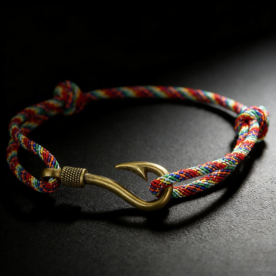 Vintage Fishhook Bracelet Men 10 Colors Available Environmentally Friendly Material Sports Sweat Absorbing Braslet Adjustable