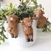 New creative resin highland cow statue pendant home wall decoration highland cow flower pot pendant