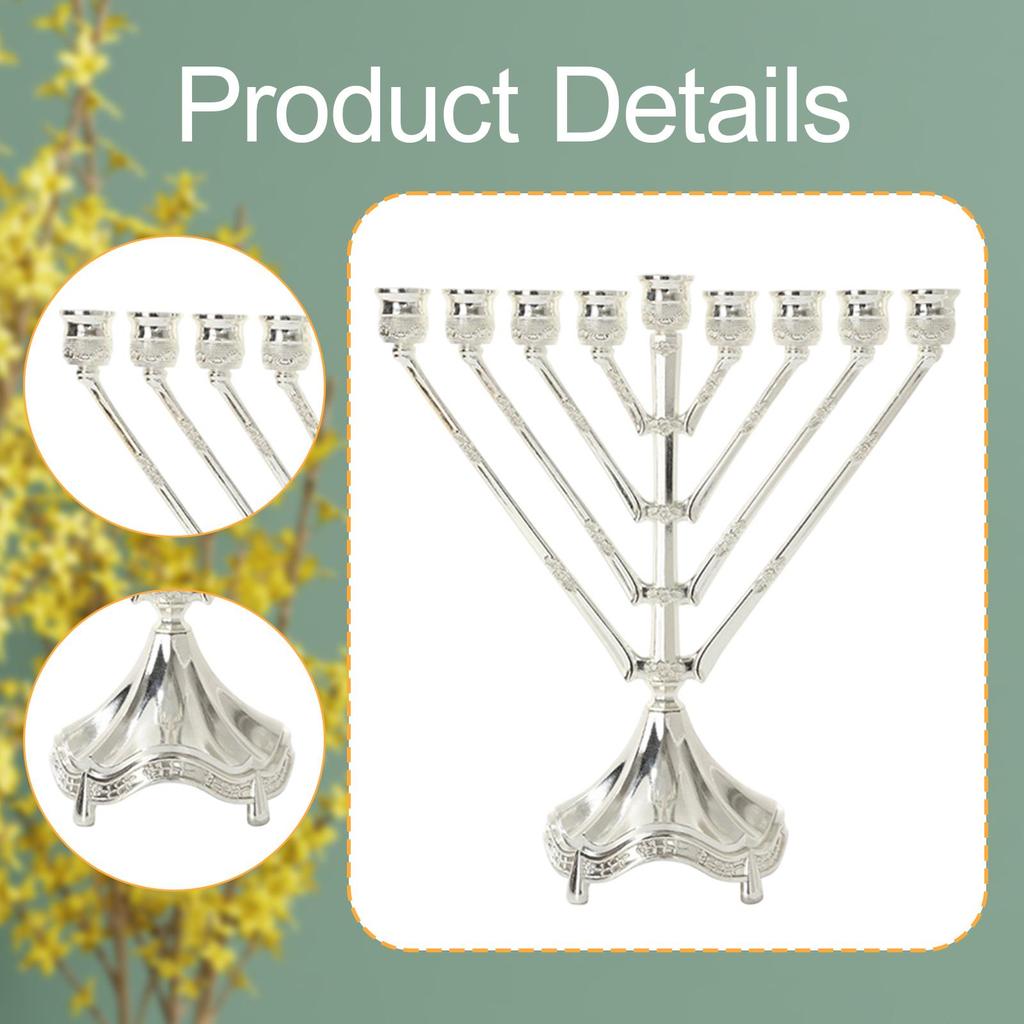Vintage Design Hanukkah Menorah with 9 Arms Chanukah Decoration Traditional for Home Altar Versatile Accessory 26.5x24cm