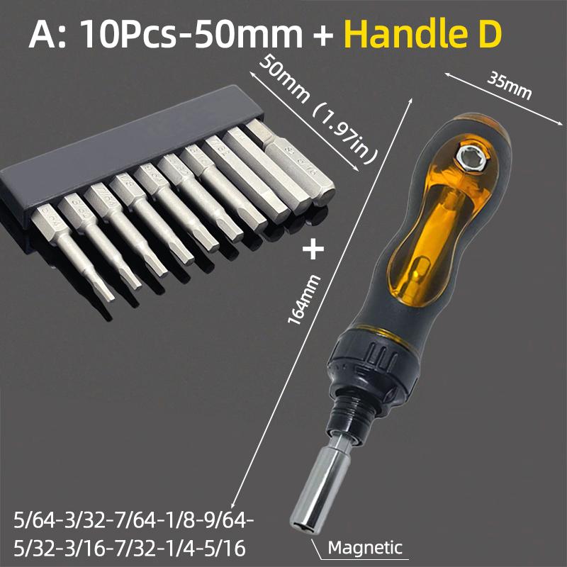 Imperial 50mm Hex Head Allen Wrench Screwdriver Bits Magnetic 5/64-5/16 Screw Driver Drill Bit Set Ratchet Wrench Hand Tools
